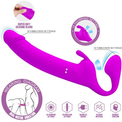 Dildo Pretty Love Zanini Strap-On with 10 Vibrations