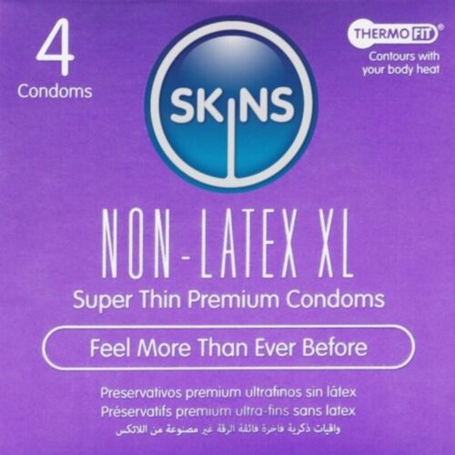 Condoms SKINS XL Non-Latex Pack of 4 with Natural Feel