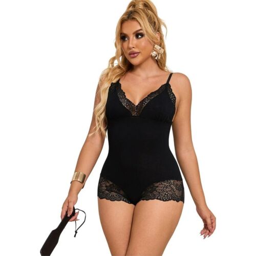 Black Floral Lace Detail Teddy by Sublime Bodies