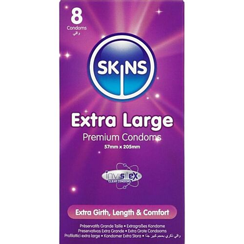 SKINS Extra Large Condoms 8-Pack for Comfort