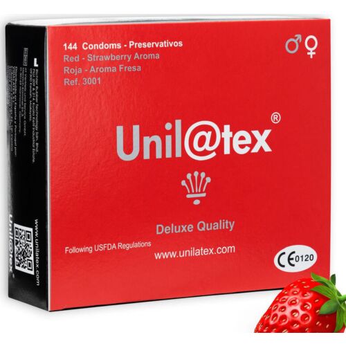 Unilatex Red Strawberry Condoms - 144 Units