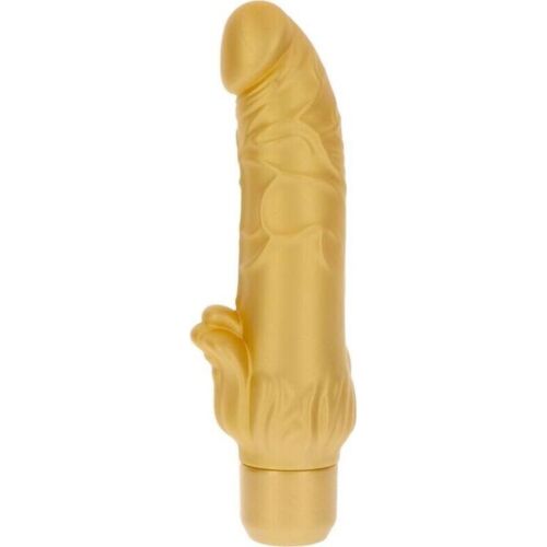 Realistic Vibrator GET REAL Gold Dicker Stim with Clitoral Stimulator