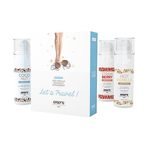 Warming Gourmet Massage Oil Exsens Travel Kit - 3 Flavours