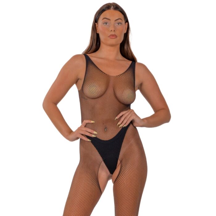 Lace by LJ Fishnet Crotchless Bodystocking Black Lace by LJ Fishnet Crotchless Bodystocking Black