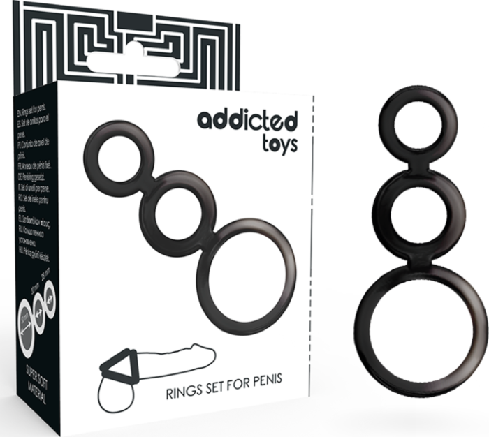 Anillos Pene ADDICTED TOYS Set Ahumado con 3 Tamaños Anillos Pene ADDICTED TOYS Set Ahumado con 3 Tamaños