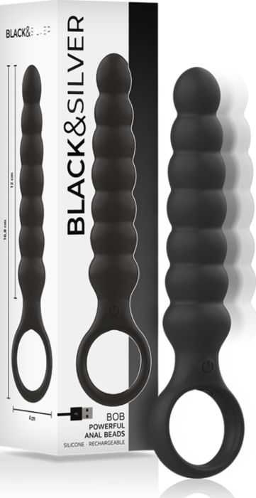 BLACK&SILVER - BOB POTENTE VIBRADOR DILATADOR ANAL SILICONA BLACK&SILVER - BOB POTENTE VIBRADOR DILATADOR ANAL SILICONA