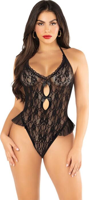 Body Leg Avenue Lazos y Volantes Negro Talla Única Body Leg Avenue Lazos y Volantes Negro Talla Única