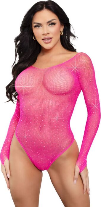 Body Manga Larga Leg Avenue Fucsia Con Diamantes Body Manga Larga Leg Avenue Fucsia Con Diamantes