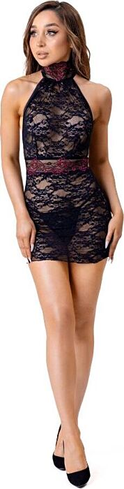 Camiseta y Tanga Leisa Livco Corsetti Encaje Negro Camiseta y Tanga Leisa Livco Corsetti Encaje Negro