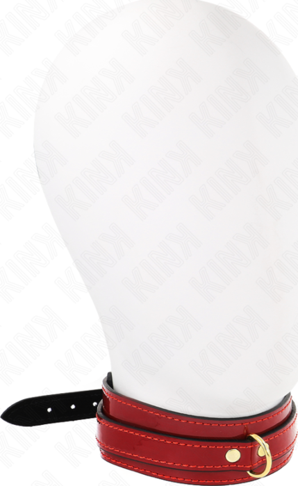 Collar BDSM KINK Rojo Vino Ajustable con Detalles Dorados Collar BDSM KINK Rojo Vino Ajustable con Detalles Dorados