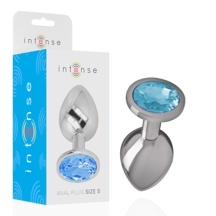 INTENSE - ALUMINUM METAL ANAL PLUG WITH BLUE CRYSTAL SIZE S INTENSE - ALUMINUM METAL ANAL PLUG WITH BLUE CRYSTAL SIZE S