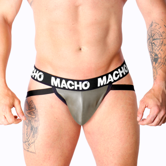 Jockstrap MACHO MX27GR Gris Cuero Sensual Jockstrap MACHO MX27GR Gris Cuero Sensual