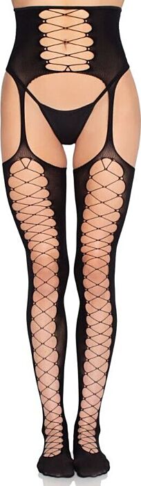 LEG AVENUE - 1968 MEDIAS DE LIGUERO CON ENCAJE NEGRO - TALLA ÚNICA LEG AVENUE - 1968 MEDIAS DE LIGUERO CON ENCAJE NEGRO - TALLA ÚNICA