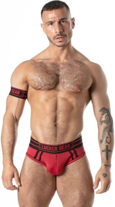LOCKER GEAR SPORT MESH JOCK BRIEF RED L