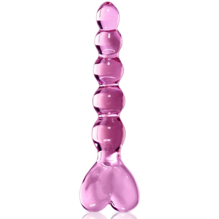 Masajeador de cristal ICICLES N. 43 con mango en forma de corazón