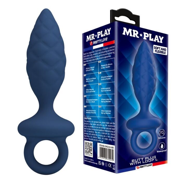 MR PLAY - TEXTURED ANAL PLUG WITH RING BLUE L MR PLAY - TEXTURED ANAL PLUG WITH RING BLUE L