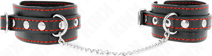 Muñequera BDSM KINK Ajustable Negra y Roja Muñequera BDSM KINK Ajustable Negra y Roja