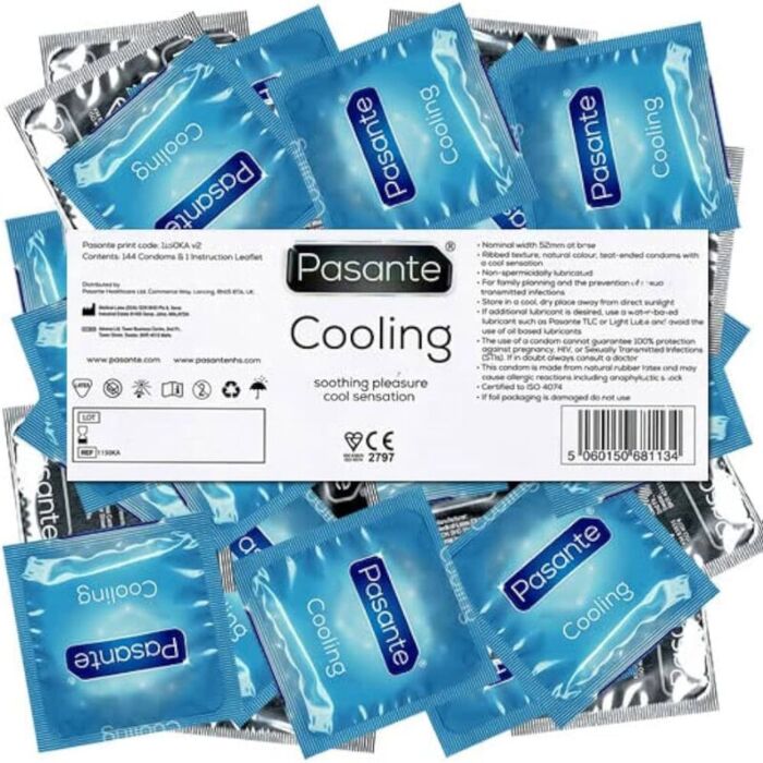 Pasante Cooling Effect Condoms 144 Units with Ribbed Texture