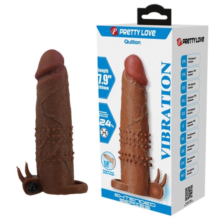 PRETTY LOVE - QUILLON VIBRATING PENIS SLEEVE 20 CM Ø 4 CM BROWN PRETTY LOVE - QUILLON VIBRATING PENIS SLEEVE 20 CM Ø 4 CM BROWN
