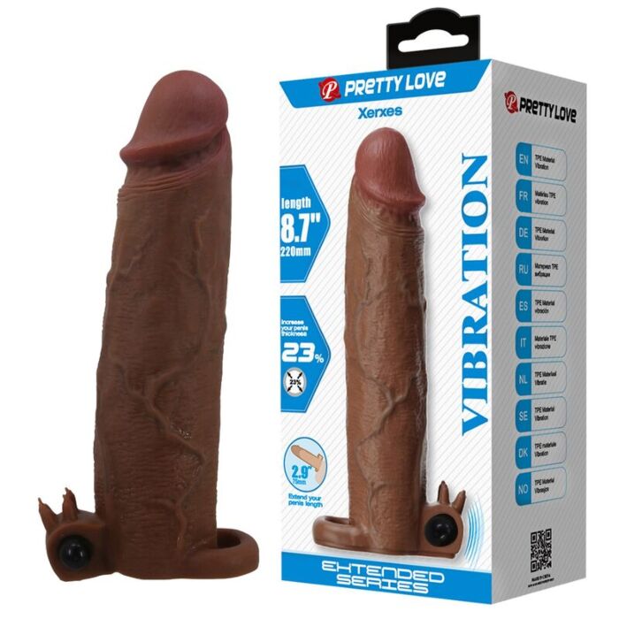 PRETTY LOVE - XERXES VIBRATING PENIS SLEEVE 22 CM Ø 4.5 CM BROWN PRETTY LOVE - XERXES VIBRATING PENIS SLEEVE 22 CM Ø 4.5 CM BROWN