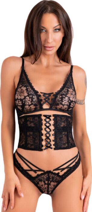 Set Lencería Livco Corsetti Cinex Atlantin Negro L/XL