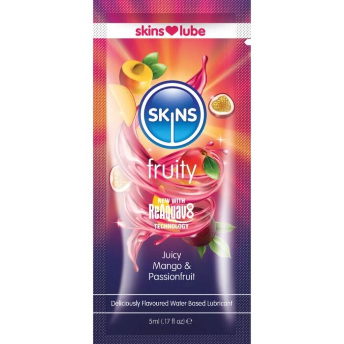 SKINS - FRUITY WATER-BASED LUBRICANT MANGO & PASSION FRUIT SINGLE-DOSE 5 ML SKINS - FRUITY WATER-BASED LUBRICANT MANGO & PASSION FRUIT SINGLE-DOSE 5 ML