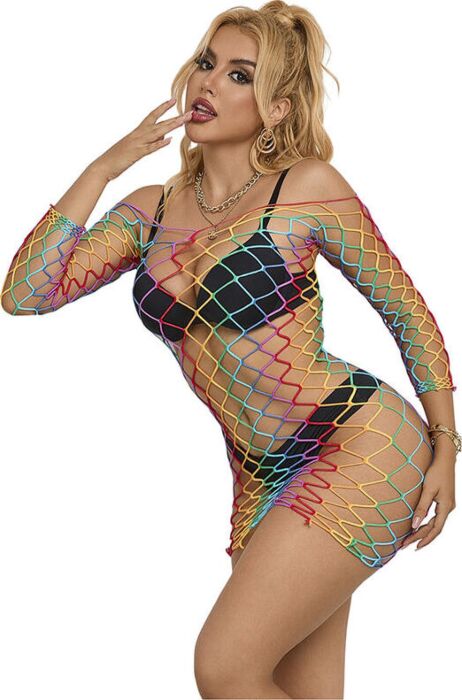 Vestido Rejilla Sublime Arcoiris Manga Larga Vestido Rejilla Sublime Arcoiris Manga Larga