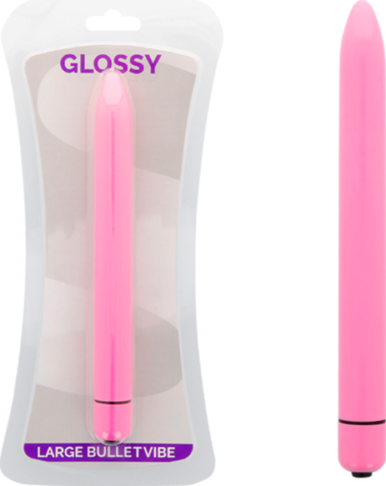 Vibrador GLOSSY Slim Rosa Intenso para una experiencia discreta Vibrador GLOSSY Slim Rosa Intenso para una experiencia discreta