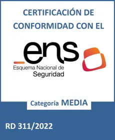 Certification badge for the Spanish National Security Framework (ENS), medium category